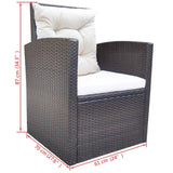 NNEVL 6 Piece Outdoor Dining Set with Cushions Poly Rattan Brown