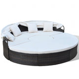 NNEVL Outdoor Lounge Bed Poly Rattan Brown