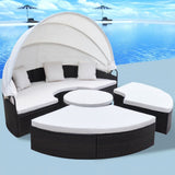 NNEVL Outdoor Lounge Bed Poly Rattan Brown