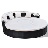 NNEVL Outdoor Lounge Bed Poly Rattan Black