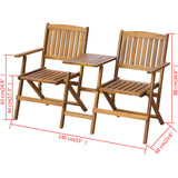 NNEVL Folding Garden Bench with Tea Table 140 cm Solid Acacia Wood