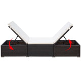 NNEVL Sun Lounger with Cushion Poly Rattan Brown