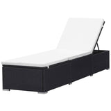 NNEVL Sun Lounger with Cushion Poly Rattan Black