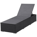 NNEVL Sun Lounger with Cushion Poly Rattan Black