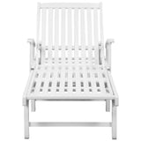 NNEVL Sun Lounger with Wheels Solid Acacia Wood White