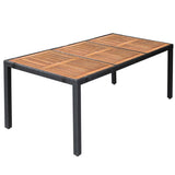 NNEVL 9 Piece Outdoor Dining Set Poly Rattan Acacia Wood Black
