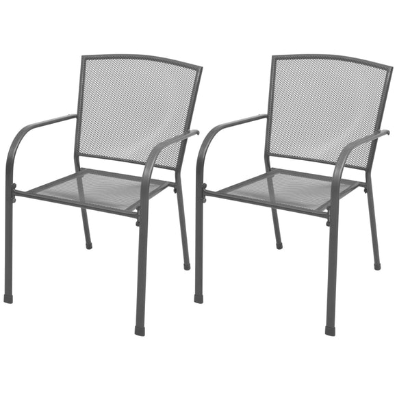 NNEVL Stackable Garden Chairs 2 pcs Steel Grey