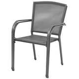 NNEVL Stackable Garden Chairs 2 pcs Steel Grey