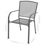 NNEVL Stackable Garden Chairs 2 pcs Steel Grey