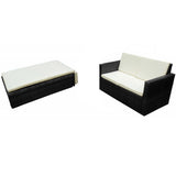 NNEVL 2 Piece Garden Lounge Set with Cushions Poly Rattan Black