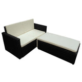NNEVL 2 Piece Garden Lounge Set with Cushions Poly Rattan Black