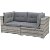 NNEVL 10 Piece Garden Lounge Set with Cushions Poly Rattan Grey