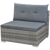 NNEVL 10 Piece Garden Lounge Set with Cushions Poly Rattan Grey