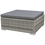 NNEVL 10 Piece Garden Lounge Set with Cushions Poly Rattan Grey