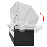NNEVL 7 Piece Garden Lounge Set with Canopy Poly Rattan Black