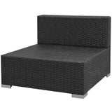 NNEVL 7 Piece Garden Lounge Set with Canopy Poly Rattan Black