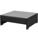 NNEVL 7 Piece Garden Lounge Set with Canopy Poly Rattan Black