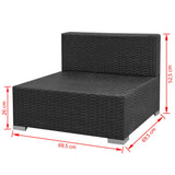 NNEVL 7 Piece Garden Lounge Set with Canopy Poly Rattan Black