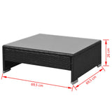 NNEVL 7 Piece Garden Lounge Set with Canopy Poly Rattan Black