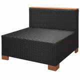 NNEVL 10 Piece Garden Lounge Set with Cushions Poly Rattan Black