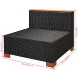 NNEVL 10 Piece Garden Lounge Set with Cushions Poly Rattan Black