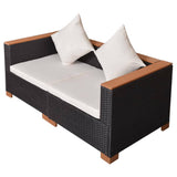 NNEVL Garden Sofa Poly Rattan Black