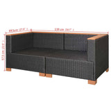NNEVL Garden Sofa Poly Rattan Black