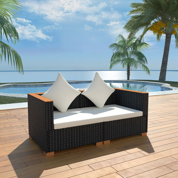 NNEVL Garden Sofa Poly Rattan Black