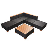 NNEVL 6 Piece Garden Lounge Set with Cushions Poly Rattan Black