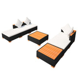 NNEVL 7 Piece Garden Lounge Set with Cushions Poly Rattan Black