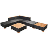 NNEVL 7 Piece Garden Lounge Set with Cushions Poly Rattan Black