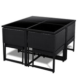 NNEVL 9 Piece Outdoor Dining Set with Cushions Poly Rattan Black