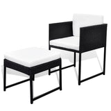 NNEVL 9 Piece Outdoor Dining Set with Cushions Poly Rattan Black