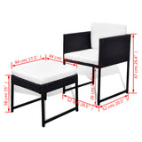 NNEVL 9 Piece Outdoor Dining Set with Cushions Poly Rattan Black