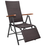 NNEVL Reclining Deck Chair Poly Rattan Brown