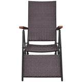 NNEVL Reclining Deck Chair Poly Rattan Brown