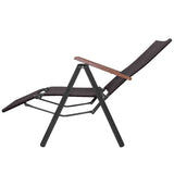 NNEVL Reclining Deck Chair Poly Rattan Brown