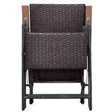 NNEVL Reclining Deck Chair Poly Rattan Brown