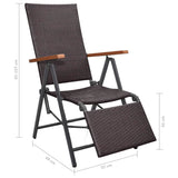 NNEVL Reclining Deck Chair Poly Rattan Brown