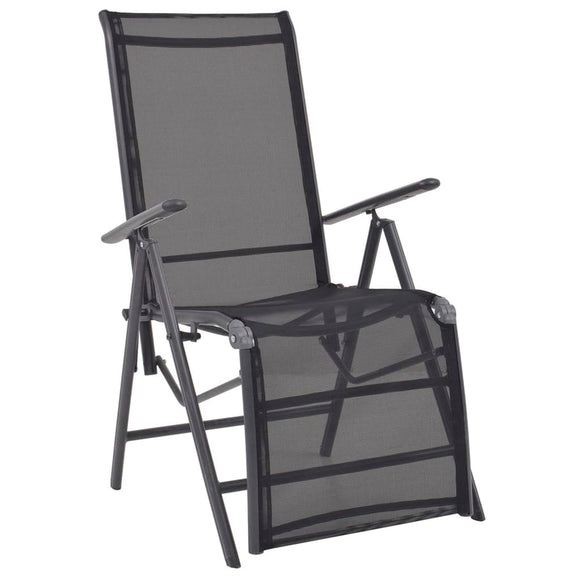 NNEVL Reclining Deck Chair Aluminium and Textilene Black