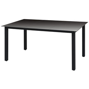 NNEVL Garden Table Black 150x90x74 cm Aluminium and Glass