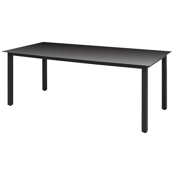 NNEVL Garden Table Black 190x90x74 cm Aluminium and Glass