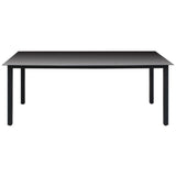 NNEVL Garden Table Black 190x90x74 cm Aluminium and Glass