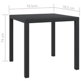NNEVL Garden Table Black 80x80x74 cm Aluminium and WPC