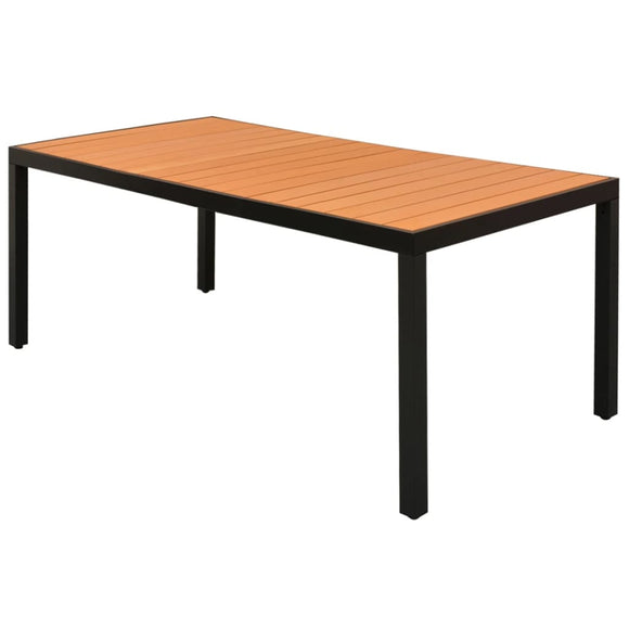 NNEVL Garden Table Brown 185x90x74 cm Aluminium and WPC
