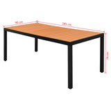 NNEVL Garden Table Brown 185x90x74 cm Aluminium and WPC
