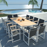 NNEVL 13 Piece Outdoor Dining Set with WPC Tabletop Aluminium