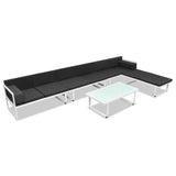 NNEVL 5 Piece Garden Lounge Set Textilene Aluminium Black