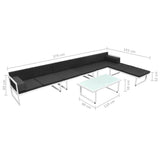 NNEVL 5 Piece Garden Lounge Set Textilene Aluminium Black