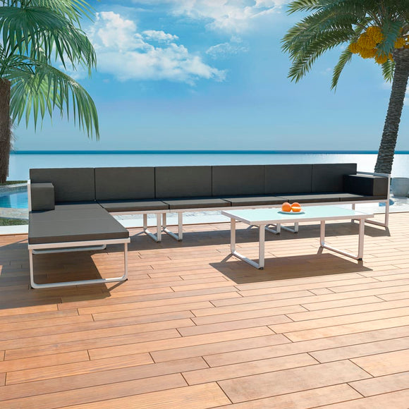 NNEVL 5 Piece Garden Lounge Set Textilene Aluminium Black
